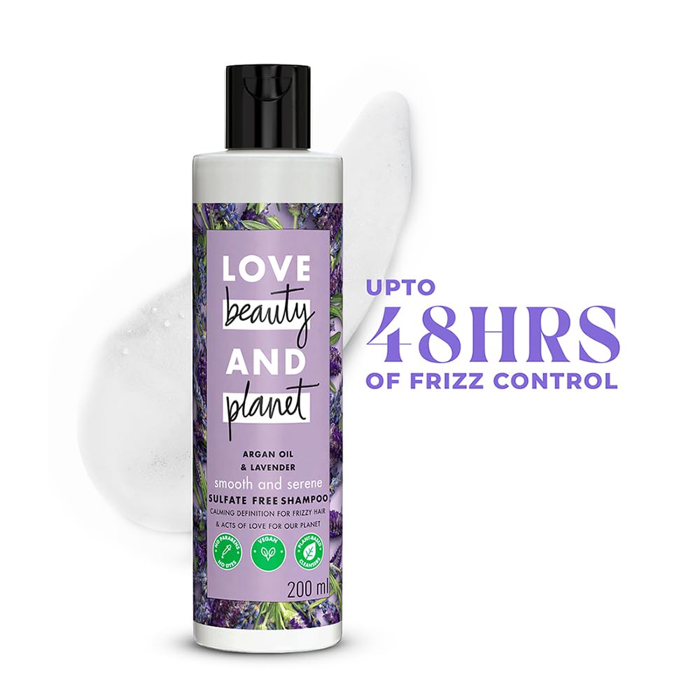 Love Beauty & Planet Argan Oil and Lavender Sulfate Free Smooth and Serene Shampoo | No Parabens | No Dyes | 200ml