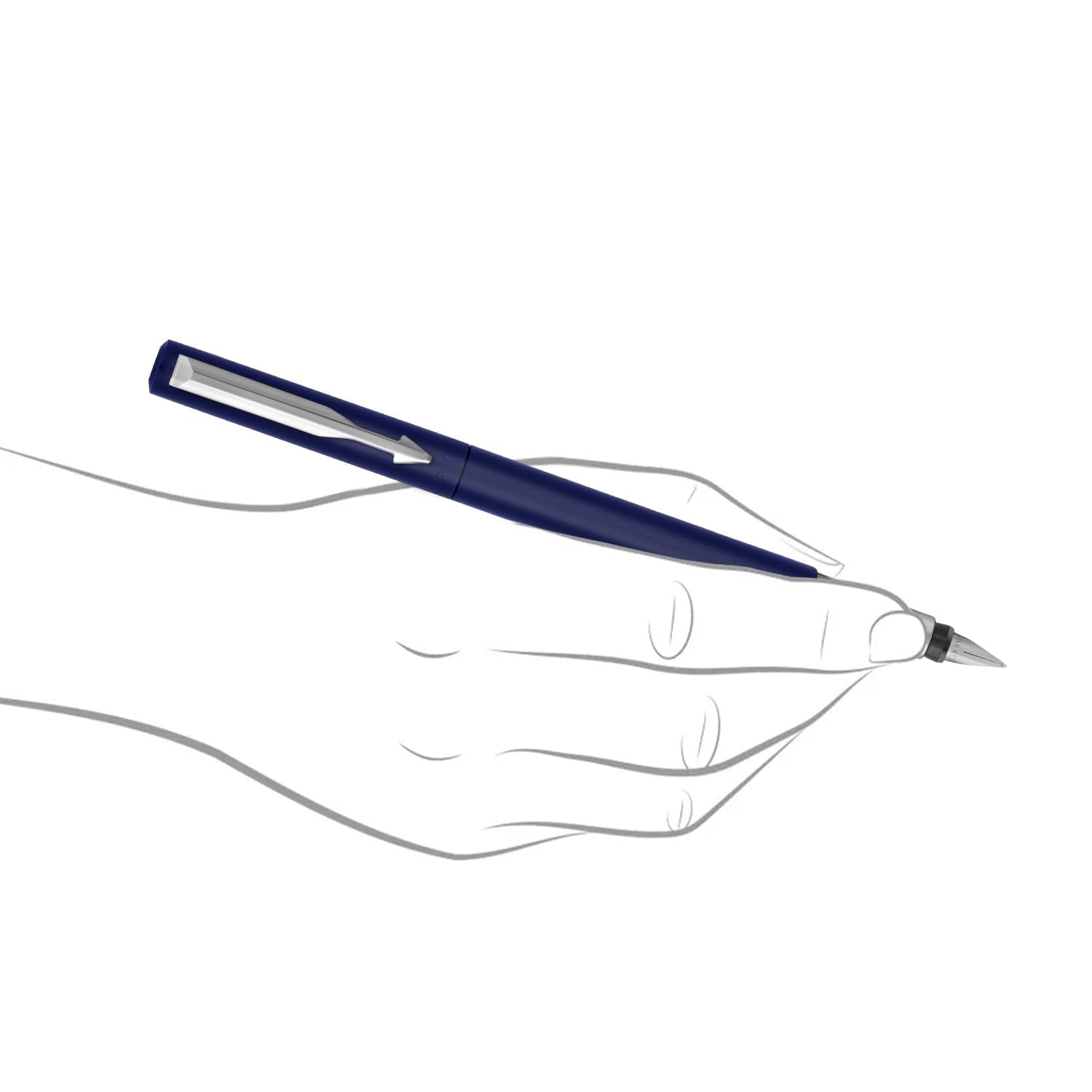 Parker Vector Standard Chrome Trim Calligraphy Fountain Pen | 7-Piece Set containts 2 Nibs, 2 Blue & 2 Black Ink Cartridges | Ideal for Creative Writing & Fine detailing
