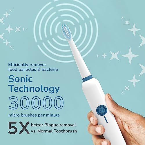 Caresmith SPARK One Electric Battery Toothbrush | Electric Tooth Brushes for Adult | AA Battery Provided | 30000 Strokes per Minute (White, 1)