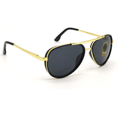 Louis Kouros Cherokee Aviator Classic 4414 sunglasses | Gold Frame | Black Lens | Mirror Lens | 400 UV Protected | For Men & Women | Medium