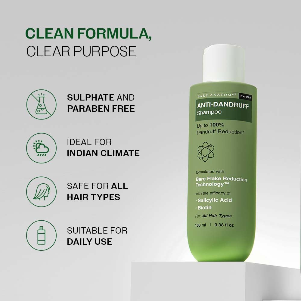 Bare Anatomy Anti-Dandruff Shampoo | Up To 100% Dandruff Reduction | 100 ml