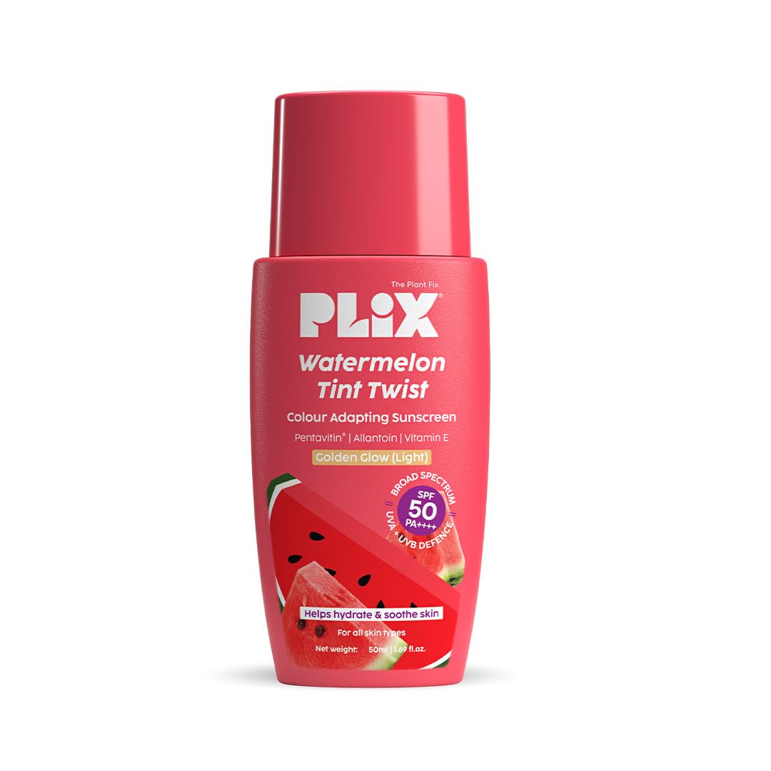 PLIX - THE PLANT FIX Watermelon Tint Twist Color-Adapting Sunscreen | For light coverage & instant glow | SPF 50 PA++++ | Pentavitin®, Suncat DE™