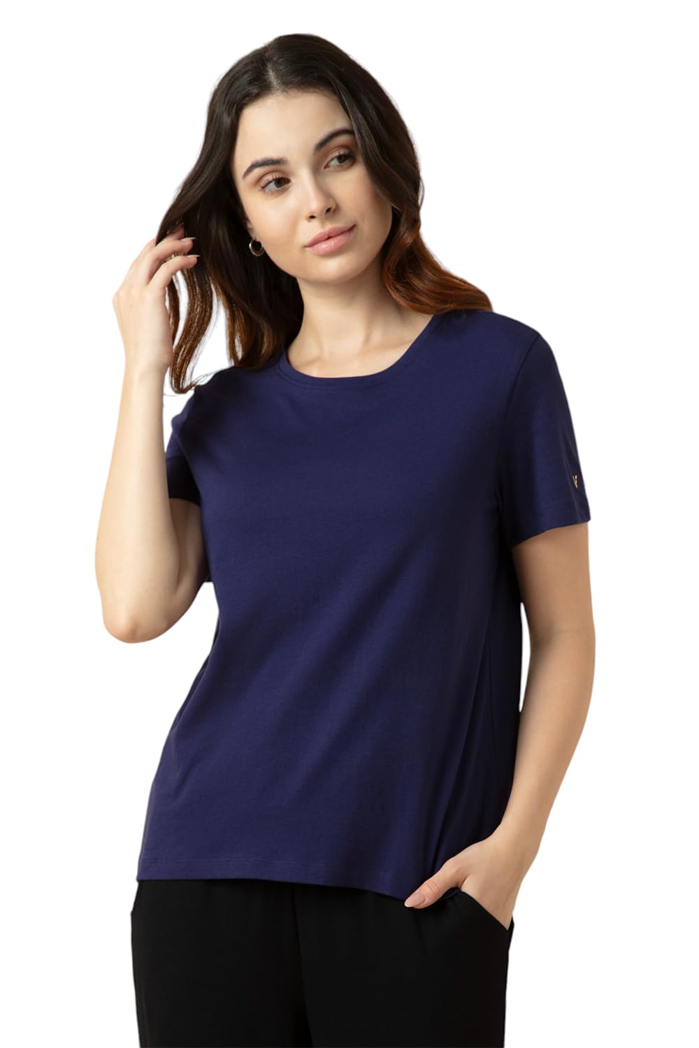 Van Heusen Women's Cotton Relaxed Fit Lounge T Shirt - Relax Fit, Round Neck, Short Sleeves