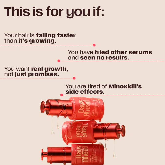 Days Ahead Leave-In Hair Growth Serum | Redensyl, Anagain, Caffeine & Ceramide | Promotes New Hair Growth | Advanced Anti Hair Fall Treatment | Non-Sticky, Oil-Control Formula |For Both Women & Men