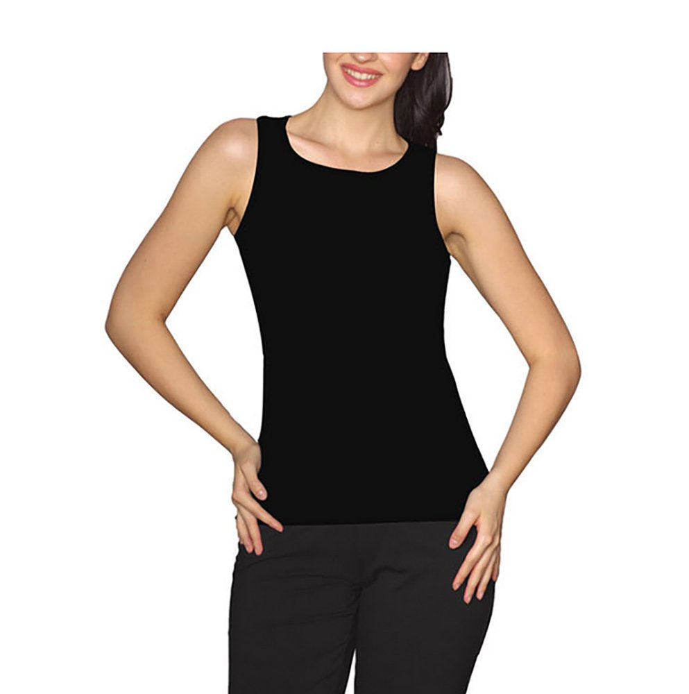 Enamor Sleeveless Scoop Neck Regular Length Tank Top For Women - Relaxed Fit, Soft and Breathable Cotton - E025