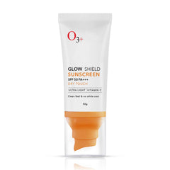 O3+ Glow Shield Sunscreen SPF 50 PA+++ (50gm) | Lightweight Cream | No White Cast | Sunscreen For Oily Skin, Dry Skin | For Women & Men