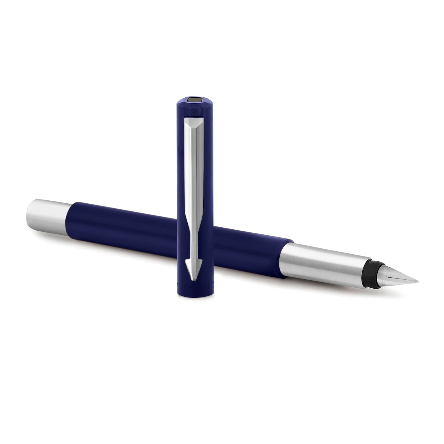 Parker Vector Standard Chrome Trim Calligraphy Fountain Pen | 7-Piece Set containts 2 Nibs, 2 Blue & 2 Black Ink Cartridges | Ideal for Creative Writing & Fine detailing