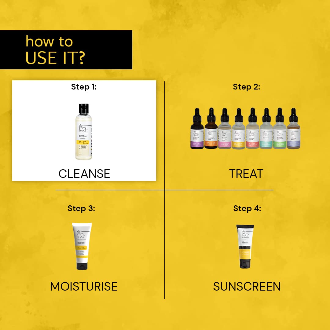 Deconstruct Brightening Face Wash with 2% Niacinamide| Gentle, Hydrating Cleanser for Sensitive, Combination, Normal & Tanned Skin | Reduces Pigmentation & Evens Tone|100ml