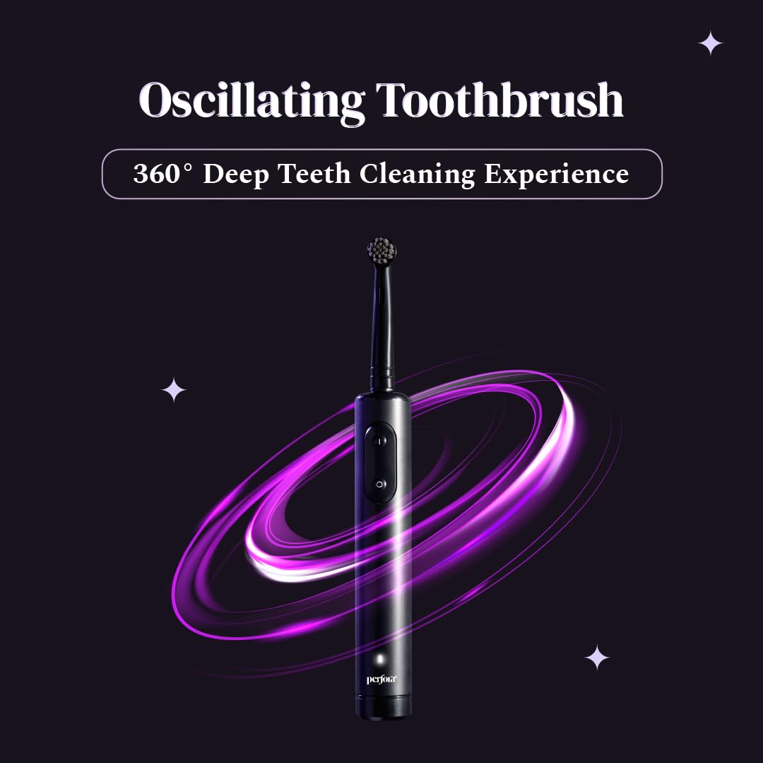 Perfora PRO+ Oscillating Electric Toothbrush | Electric Toothbrush Rechargeable, Electric Brush, Toothbrush Electric Adult, 8800 RPM, 1 Mode, 2 min Auto Timer (Limitless Black) - Drugstore from Perfora - Shop in Sri Lanka at Arcade.lk