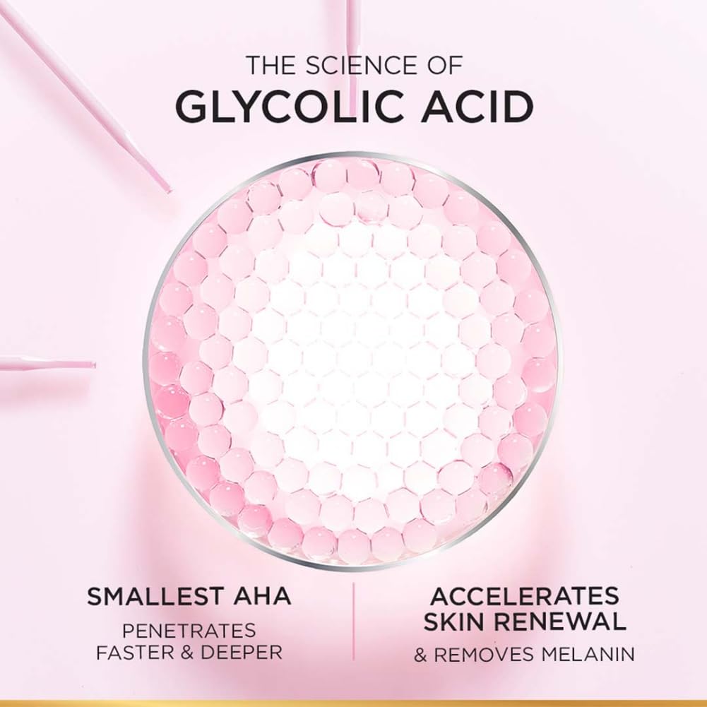 L'Oreal Paris Glycolic Bright Glowing Day Cream, Overnight Brightening Cream, Glycolic Acid in Gel-Like Cream Texture, that Visbily Minimizes Spots & Reveals Glowing skin, 15ml