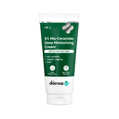 The Derma Co 5% Nia-Ceramide Deep Moisturizing Cream | 5% Niacinamide & Ceramide | 72hrs.Hydration | Urea, Lipids & Oat Extracts | Moisturizer for Dry to Very Dry Skin-100g