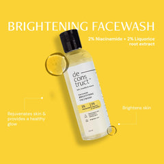 Deconstruct Radiance & Defense Combo: Face Wash for Skin Brightening & Gel Sunscreen for Sun Protection | Brightening Face Wash (100ml) + Gel Sunscreen (50g) | No White Cast & Lightweight | Pack of 2