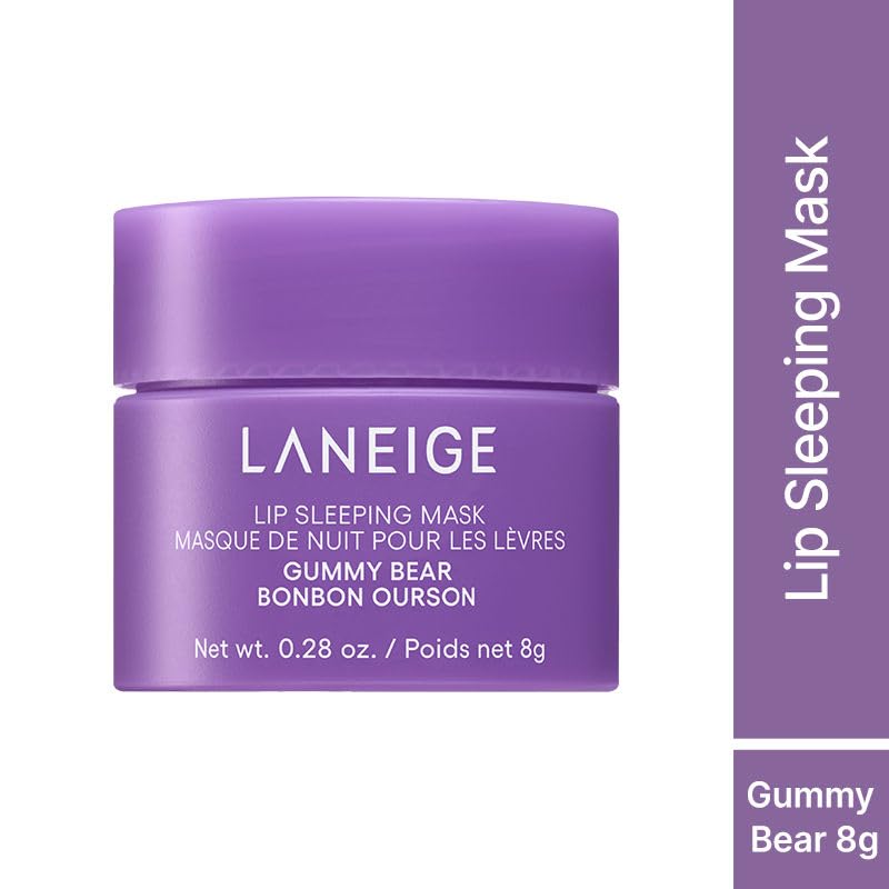 LANEIGE Lip Sleeping Mask | Moisturizing Lip Treatment with Vitamin C + Shea Butter for Soft Hydrated Lips | Overnight Repair | Lip Balm For Dry Chapped Lips| Lasting Hydration | Gummy Bear |8Gm