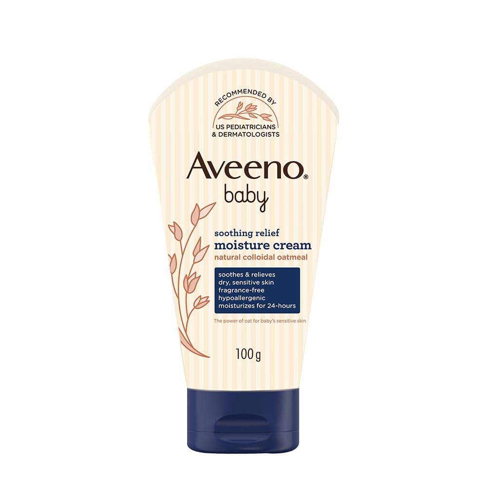 Aveeno Baby Soothing Relief Moisture Cream 100g | 24-Hour Protection for Dry, Itchy, Sensitive Skin | US pediatrician recommended | Hypoallergenic, fragrance-free & paraben-free
