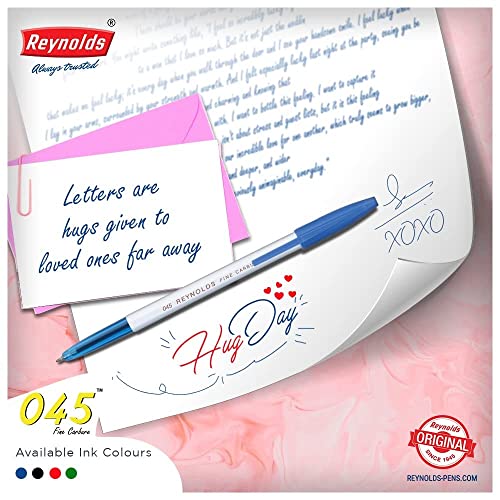 Reynolds 045 Ball Pen SET - 25 PENS (16 BLUE, 6 Black, 3 Red) | PENS WITH COMFORTABLE GRIP |BALL PENS FOR WRITING | PEN FOR STUDENTS & OFFICE STATIONERY | 0.7 mm TIP SIZE - Office Product from Reynolds - Shop in Sri Lanka at Arcade.lk