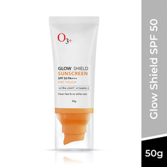 O3+ Glow Shield Sunscreen SPF 50 PA+++ (50gm) | Lightweight Cream | No White Cast | Sunscreen For Oily Skin, Dry Skin | For Women & Men