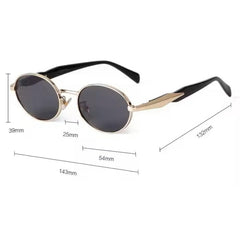 Dervin Retro Oval Sunglasses for Men & Women | Metal Frame | UV400 Protection | Durable, Stylish & Trending Shades (Silver-Black)