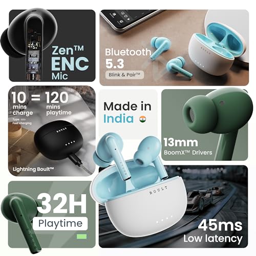 Boult Audio W20 Truly Wireless in Ear Earbuds, 35H Playtime, Zen™ ENC Mic, 45ms Low Latency, 13mm Bass Drivers, Type-C Fast Charging, Touch Controls, IPX5 ear buds TWS (Space Black) - Electronics from Boult - Shop in Sri Lanka at Arcade.lk