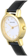 Titan Sonata Quartz Analog White Dial Leather Strap Watch for Women-NS8976YL02W/NT8976YL02W