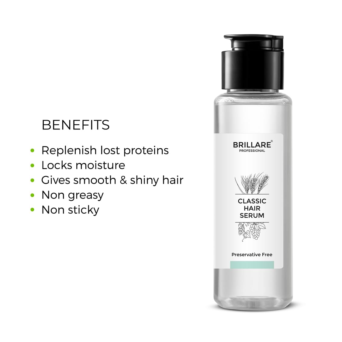 Classic Hair Serum with Grape Seed & Wheat Germ Oil for Smooth, Shiny Hair | Non-Sticky, Non-Greasy Formula | Hair Serum for Dry, Frizzy Hair
