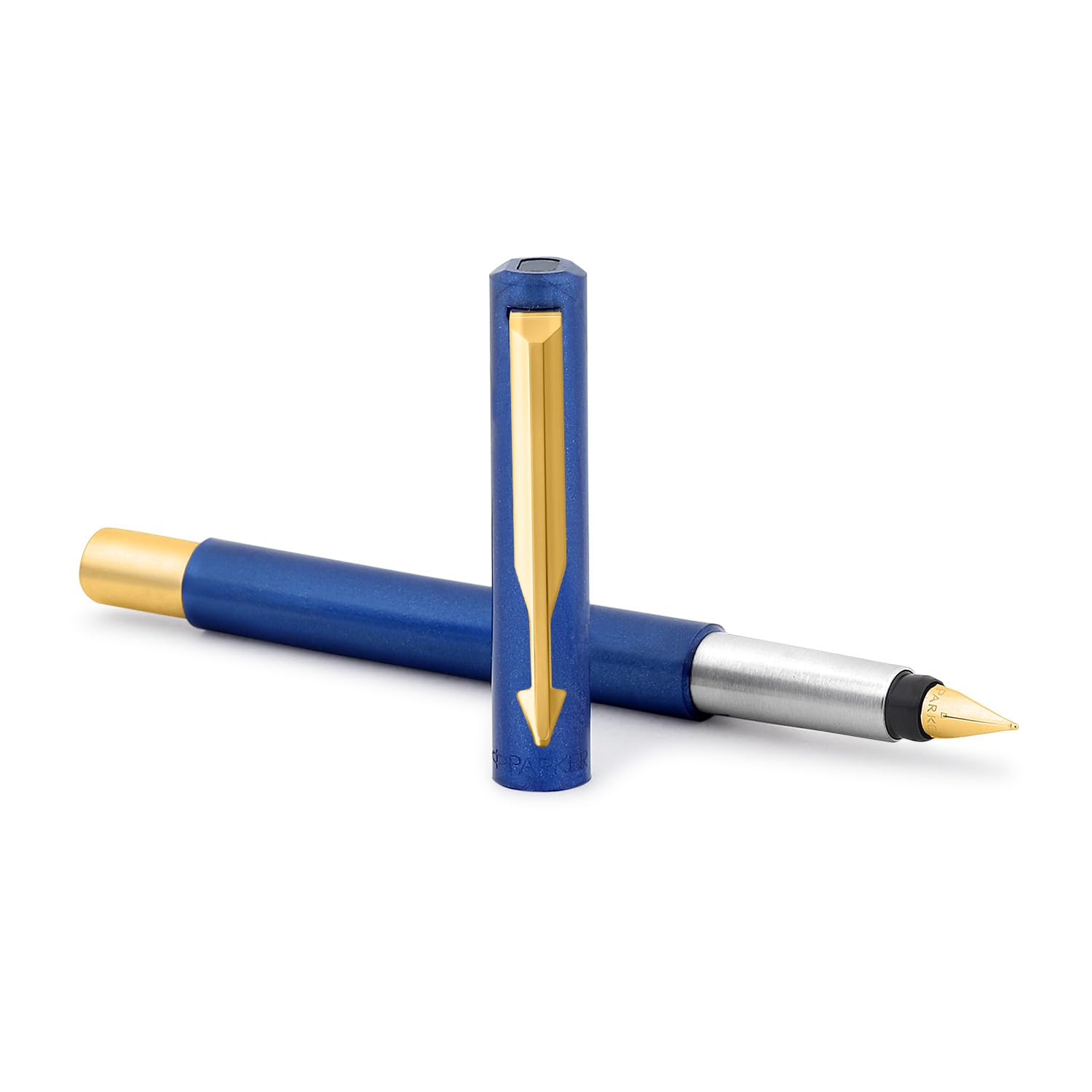Parker Vector Standard Gold Trim Fountain Pen| Metallic Blue Body Colour| Ink Colour – Blue