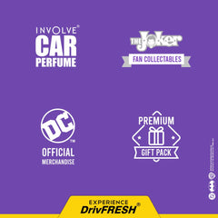 Involve Your Senses - The Joker Car Perfume Spray with 3 Hanging Cards | DC OFFICIAL MERCHANDISE from Warner Bros | Freshen Up Your Car with Strong Aquatic Notes - WBSPRO2-50ml | Car Air Freshener