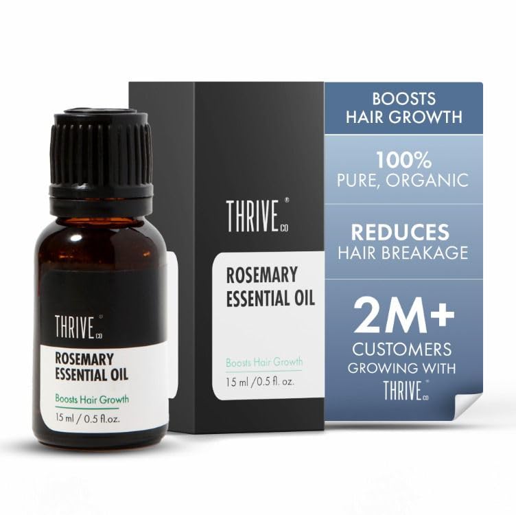 ThriveCo Rosemary Essential Oil for Hair Growth & Hair Fall Control | 100% Pure & Organic | Enriched with Vitamin E | 15ml