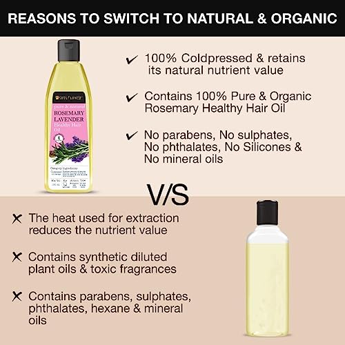 Soulflower Rosemary Hair Growth Oil, Hair Fall Control, Healthy Scalp, Strong Hair, Rosemary, Lavender, Castor|100% Pure, Natural, Organic, Clinically Proven for Hair Growth, 225ml