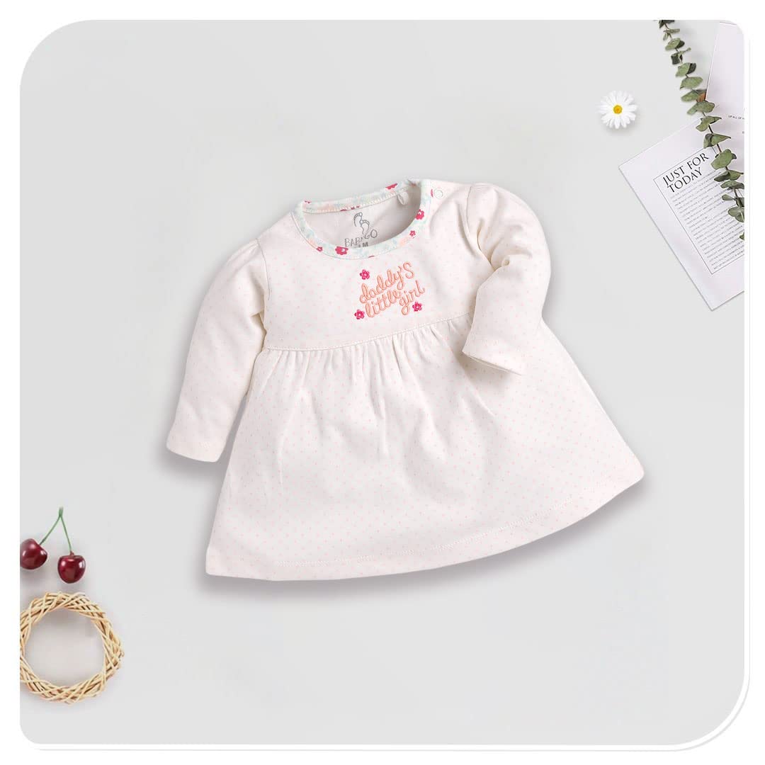 BabyGo Full Sleeve Regular Round Neck A Line Frocks for Baby Girls (Pack of 2) Peach - Apparel from BABY GO - Shop in Sri Lanka at Arcade.lk