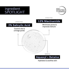 Deconstruct 2% Salicylic Acid Oil Control Face Wash with Niacinamide | For Oily, Combination, Normal Skin | Facewash for Men & Women | 100g