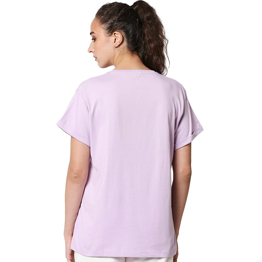 Women's Graphic Printed 100% Cotton T-Shirt - Boyfriend Fit, Round Neck, Half Sleeve, S