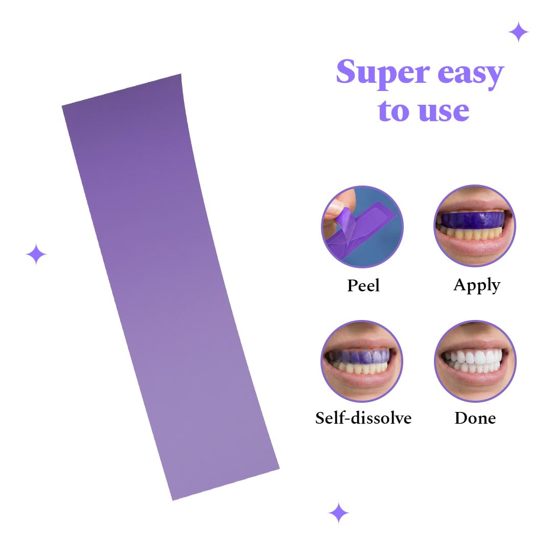 Perfora Purple Teeth Whitening Strips – Pack of 3 Treatments (6 Strips) – Whitens Teeth in 1 Use | Peroxide & Sensitivity-Free, Enamel-Safe Oral Care | PAP & Hydroxyapatite For Stain Removal