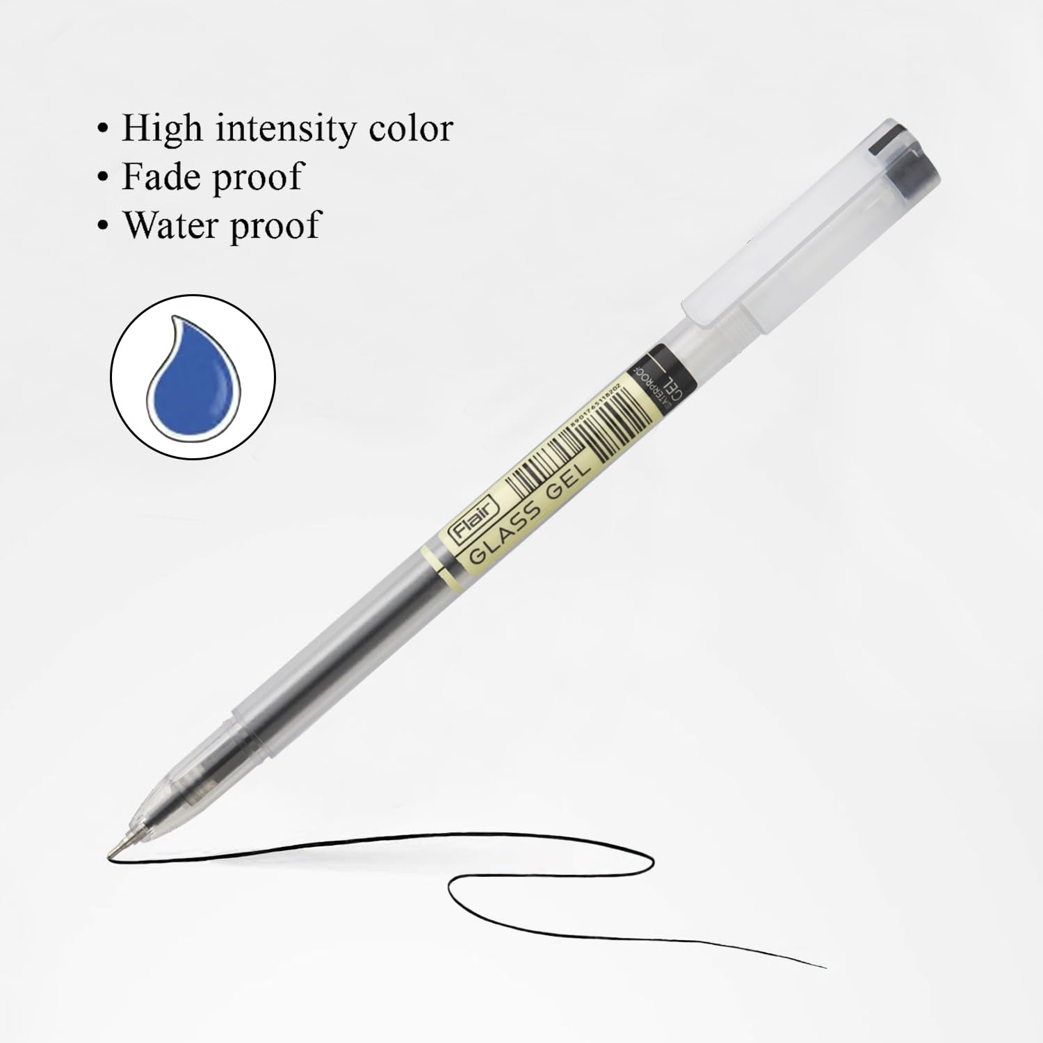 FLAIR GLASS GEL BALL PEN,BLUE INK,PACK OF 10 (Black)