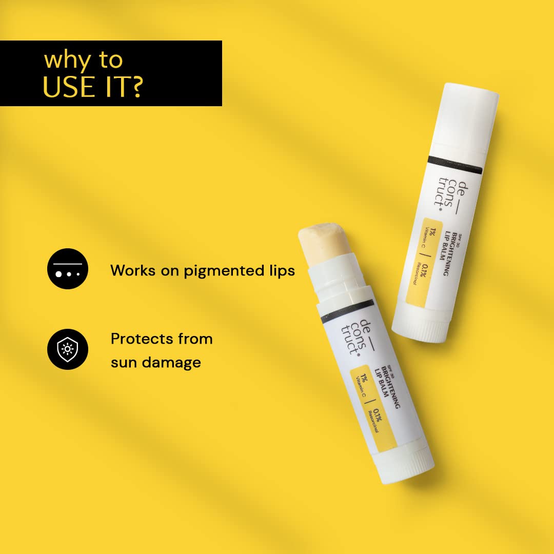 Deconstruct Brightening Lip Balm with SPF 30 | For Dark, Pigmented, Dry, Flaky Lips | Brightens Pigmented Lips | Vitamin C for Dark Lips | SPF 30 for Sun Damage and Discoloration | Unisex (4 gm)