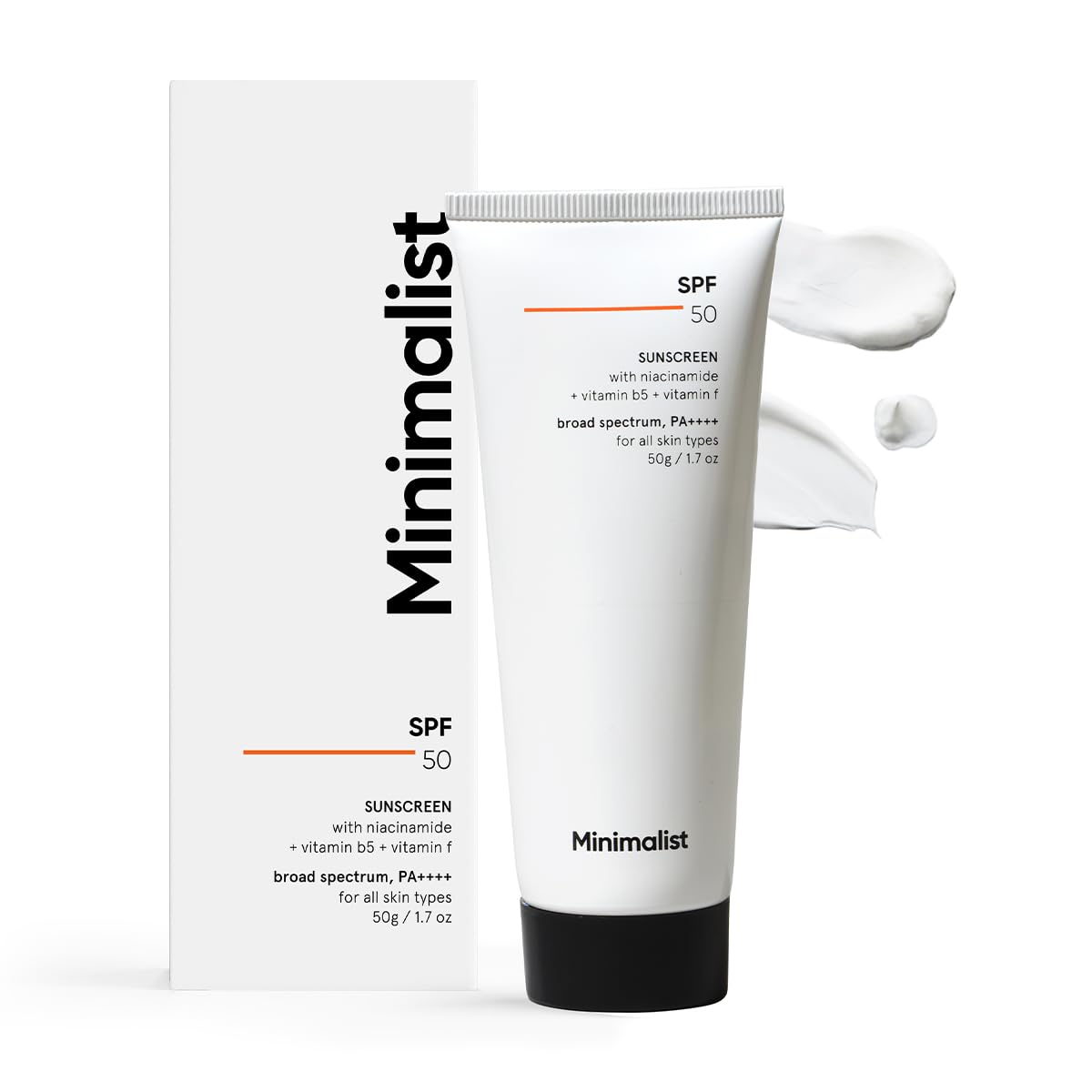 Minimalist Sunscreen SPF 50 PA++++ | Clinically Tested in US (In-Vivo) | Lightweight Cream with Multi-Vitamins | No White Cast | Broad Spectrum Niacinamide Sunscreen | 50g
