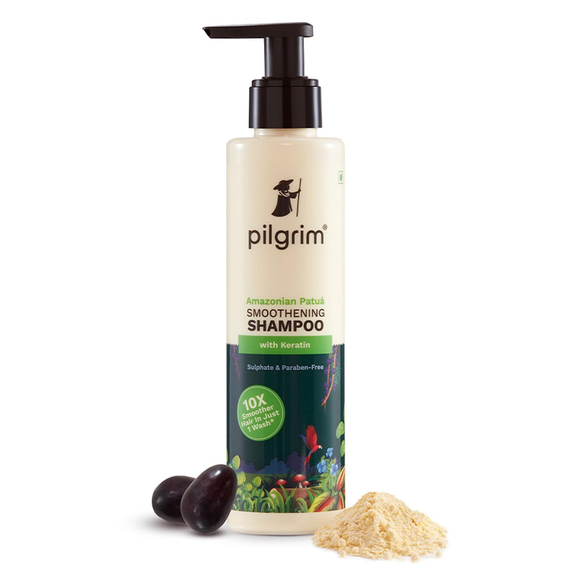 Pilgrim Patua & Keratin Hair SMOOTHENING SHAMPOO for Dry & Frizzy hair | Sulphate & Paraben free shampoo for Women & Men | Hair Smoothening & healthy scalp | 200 ml