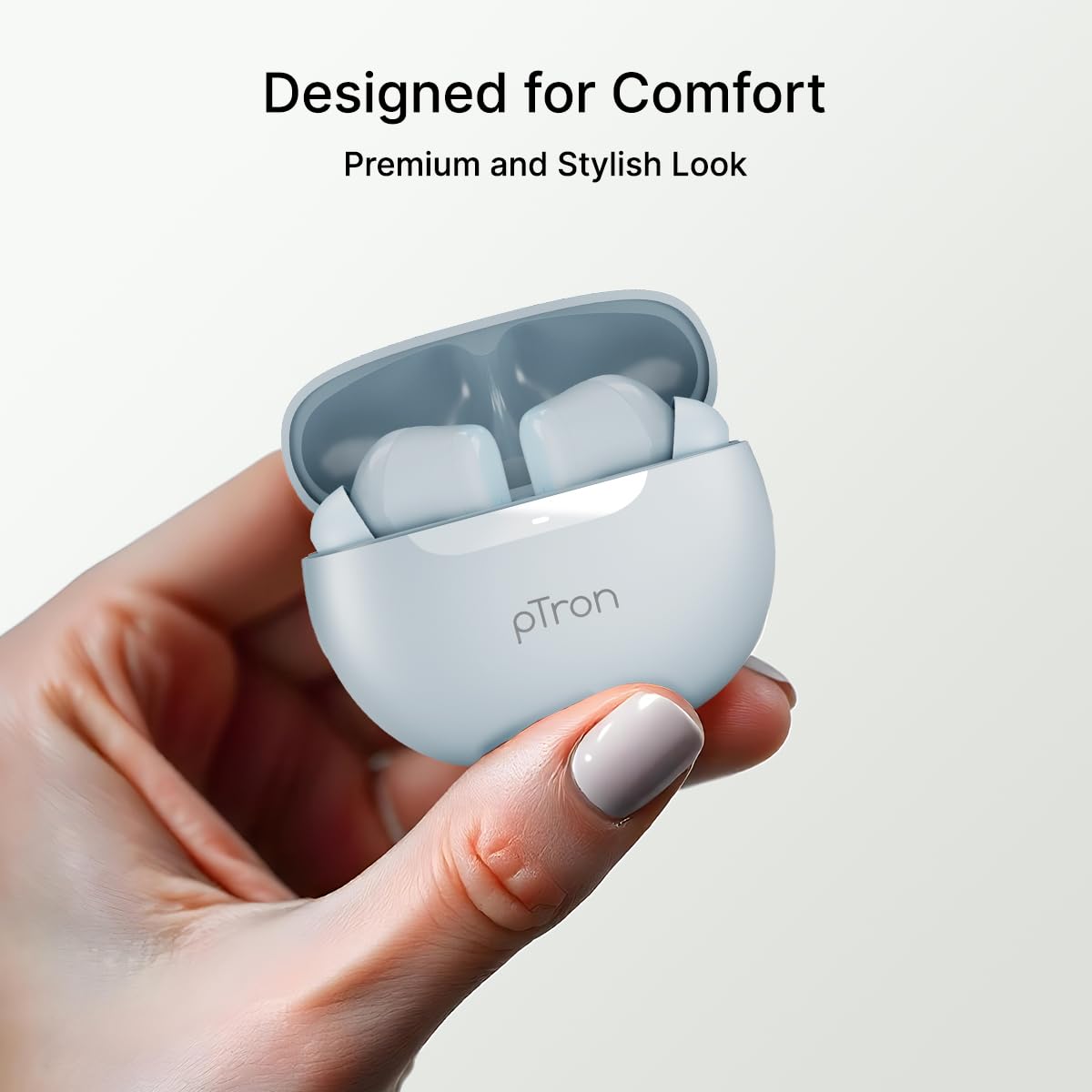 pTron Bassbuds Astra in-Ear TWS Earbuds w/Stereo Sound, 50Hrs Playtime, Stereo Calls, Custom EQ, Mobile App, BTv5.3 Headphones, Touch Control, Voice Assistant, Type C Charging & IPX4 (Grey)