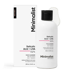 Minimalist Anti-Acne Salicylic Acid 2% Face Wash For Oily & Acne Prone Skin | With LHA for Pore Cleansing, Oil Control & Sebum Regulation | Sulfate-Free Formula with Zinc | 250 ml