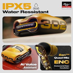 Boult Mustang Newly Launched Torq TWS Earbuds with 60H Playtime, App Support, 4 Mics, ENC, 45ms Low Latency, 13mm Driver, Breathing LEDs,Touch Control, Made in India, IPX5, Ear Buds Wireless (Yellow)