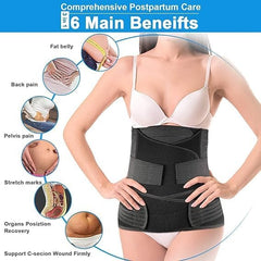 DOLTAS 3-in-1 Post Pregnancy Abdominal Belt for Women – C-Section Abdomen Belt & Belly Wrap for After Delivery Recovery – Adjustable Postpartum Belt, (Free Size) (BLACK)