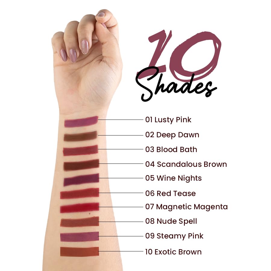 MARS Edge of Desire Lip Liner Set of 10 | One Swipe Smooth Application | Long Lasting & Travel Friendly Lip Pencil | Multicolor (Set-A) (1.4g x 10)