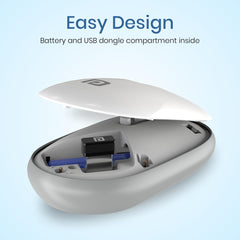 Portronics Toad II Bluetooth Mouse, with Bluetooth 5.0 & 2.4 Ghz Dual Wireless Connectivity, Rechargeable Battery, Adjustable DPI up to 1600 Compatible with Laptop, MacBook, PC (Grey)