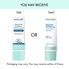 WishCare Niacinamide Oil Balance Fluid Sunscreen SPF 50 PA++++ In-Vivo Tested | 8Hrs+ SPF Protection | Lightweight, Matte & No White Cast | Photostable Sunscreen SPF 50 | 50 ml