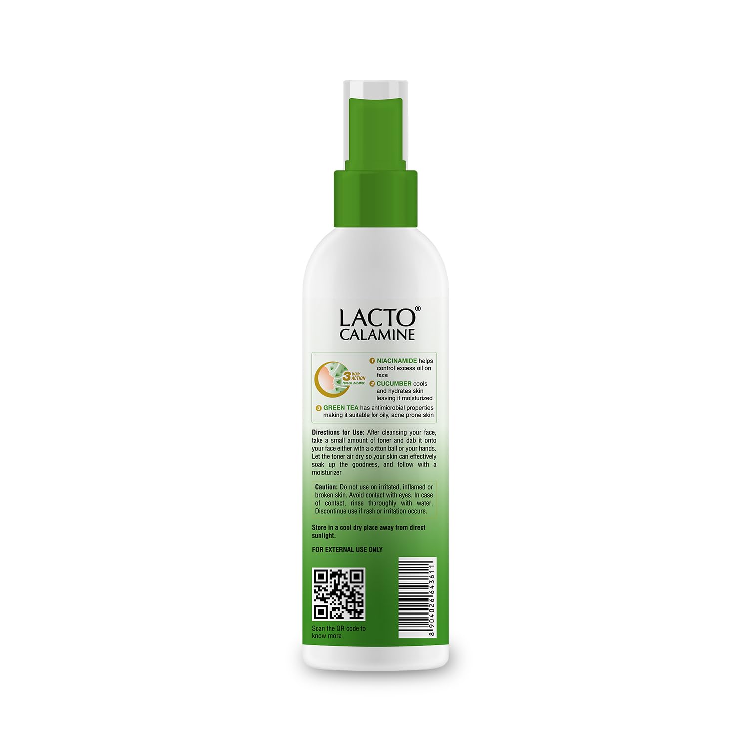 Lacto Calamine Face Toner With Cucumber | 120ml | Deep Pore Cleansing | Open Pores Tightening with Green Tea & 2% Niacinamide For Cool & Hydrated Skin | No Sulphate, Alcohol, Parabens