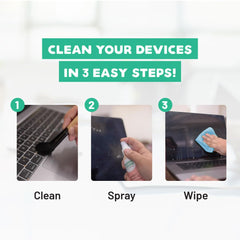 Born Good 3-in-1 Plant-Based Electronics & Gadget Disinfectant Cleaner Kit for Laptop, Smartphone, Monitor, Tablet, Camera, TVs with 1 Microfiber Cloths & Soft Brush