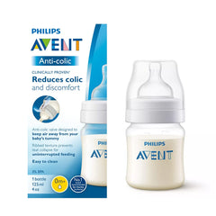Philips Avent Anti-Colic Plastic Baby Feeding Bottle |125ml - Pack of 1 | Anti - Colic Value Reduces Colic and Discomfort | SCY100/10
