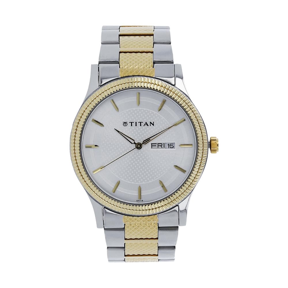 Titan Quartz Analog with Day and Date Silver Dial Stainless Steel Strap Watch for Men-NS1650BM03/NT1650BM03