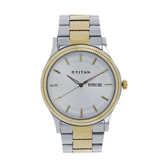 Titan Quartz Analog with Day and Date Silver Dial Stainless Steel Strap Watch for Men-NS1650BM03/NT1650BM03