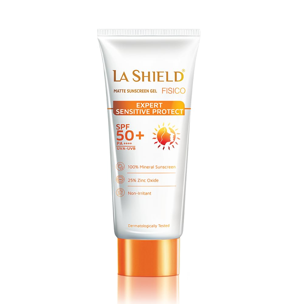La Shield Fisico SPF 50+ PA++++|100% Mineral Sunscreen|Matte Finish|Chemical filter free|Non-greasy|Lightweight| Water Resistant Upto 8hours|Broad spectrum|Dermatologist Prescribed|For Sensitive skin|50g