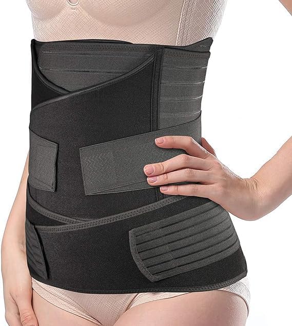 DOLTAS 3-in-1 Post Pregnancy Abdominal Belt for Women – C-Section Abdomen Belt & Belly Wrap for After Delivery Recovery – Adjustable Postpartum Belt, (Free Size) (BLACK)